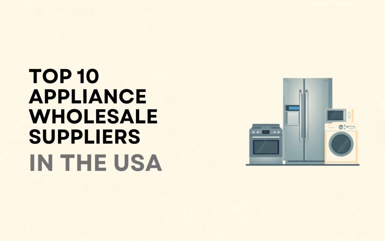 appliance wholesale suppliers illustration showing refrigerators, stoves, and washing machines