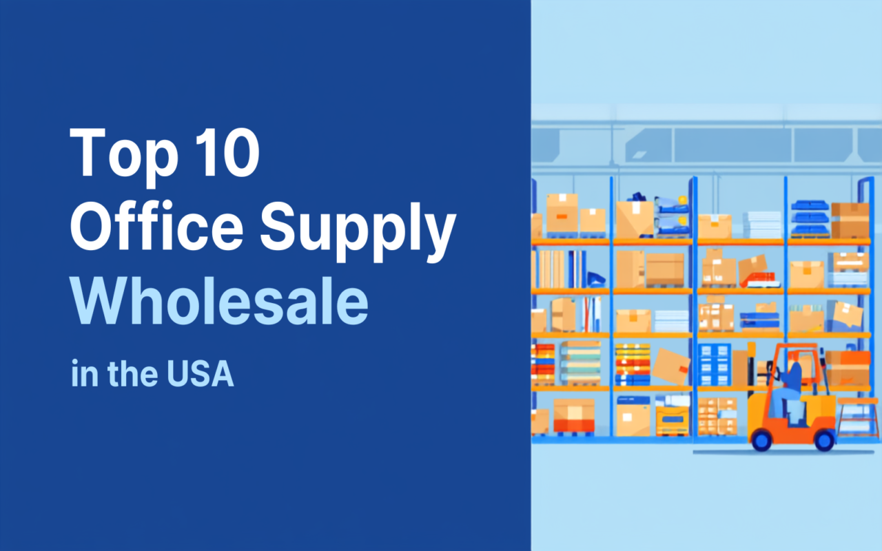 Office supply wholesale suppliers warehouse illustration